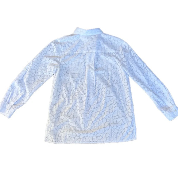 Dana Buchman Sheer Patterned White Button Down Size Medium - Picture 3 of 10